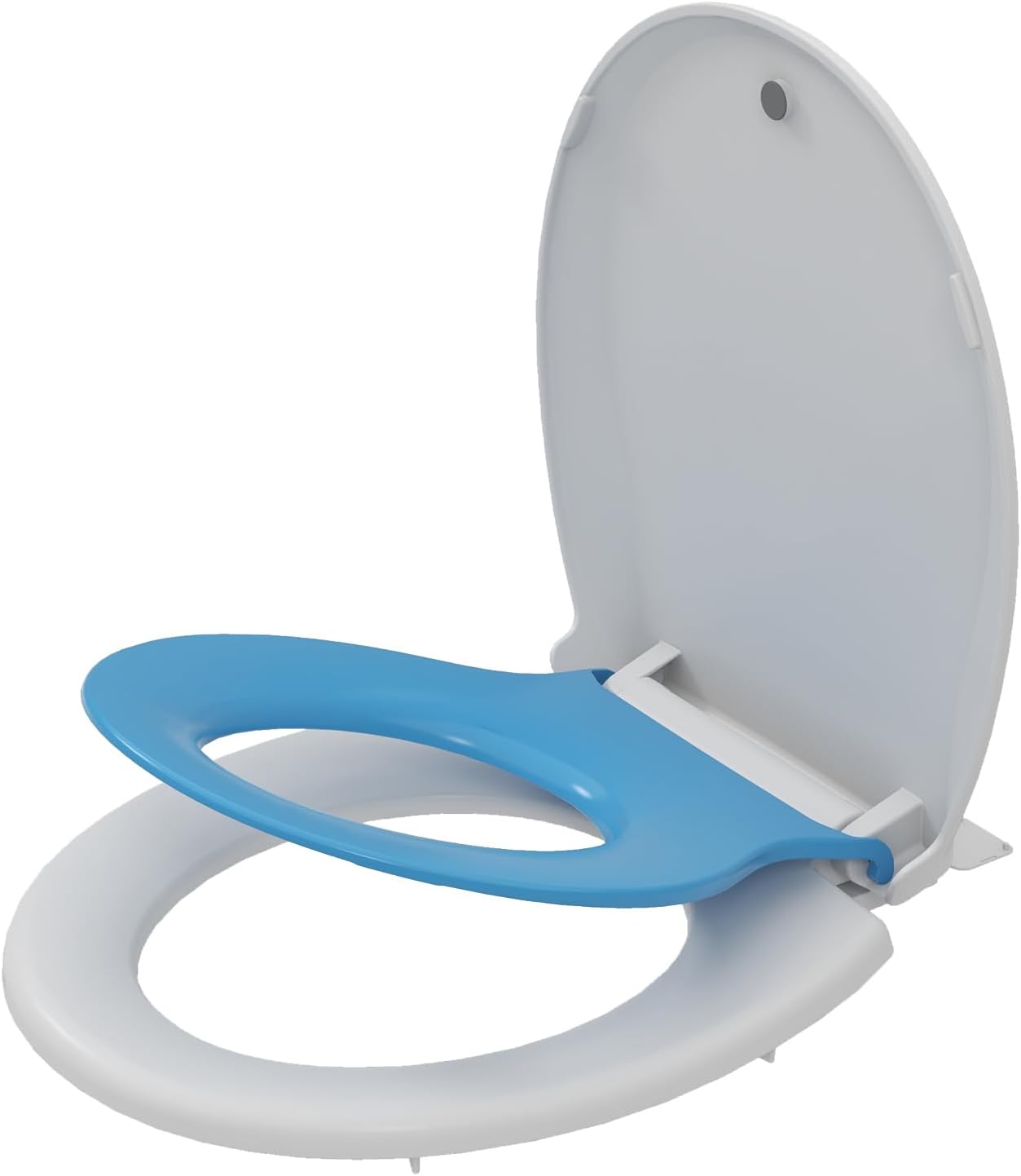 17" White Round Toilet Seat for Adult and Child, Built-In Potty Training Seat with Soft Quiet Close Non-Slip Design, Magnetic Kids Seat and Cover for Round/Oval Toilets, Easy to Install and Clean