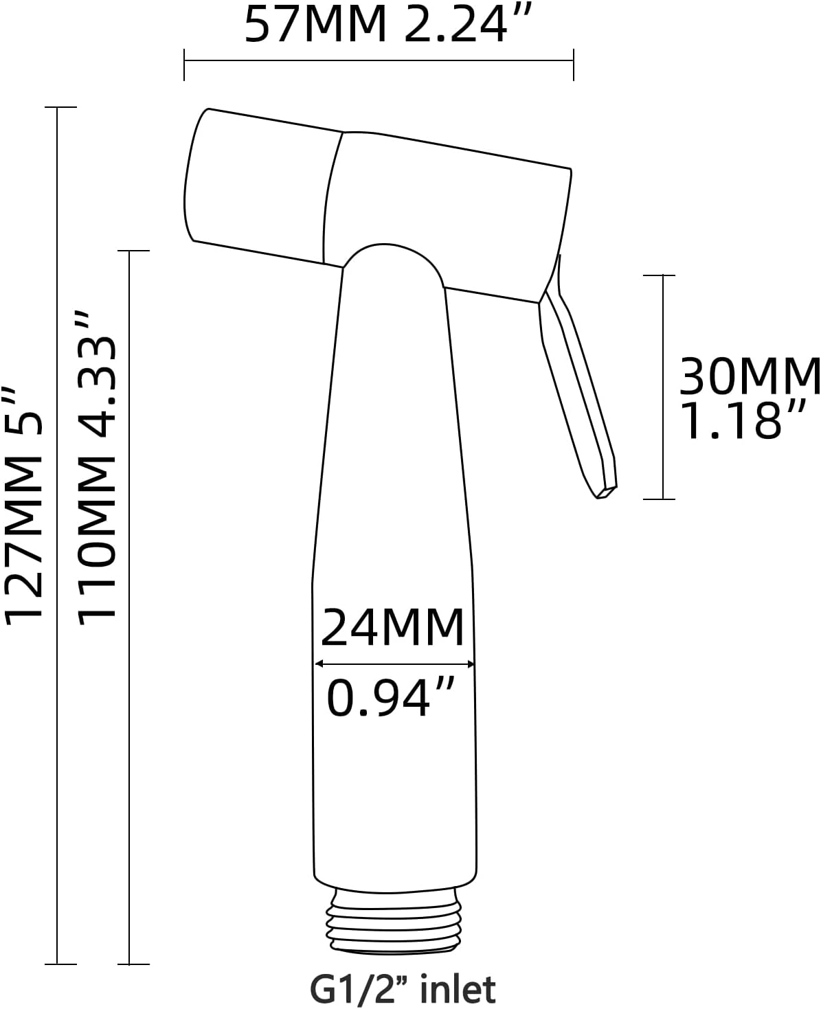 Tecmolog Hand Held Bidet Sprayer Stainless Steel Shattaf for Toilet, Brushed Nickel Bidet Sprayer Head Only, WS024