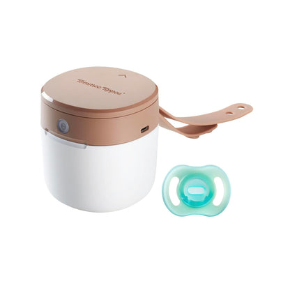 Tommee Tippee NightGlow Pod with 0-6 Month Ultra-Light NightGlow Pacifier, Charge Glow in the Dark Pacifiers in 2 Minutes, Portable UVC Paci Sterilizer, Adjustable Strap, AA Battery or USB Powered
