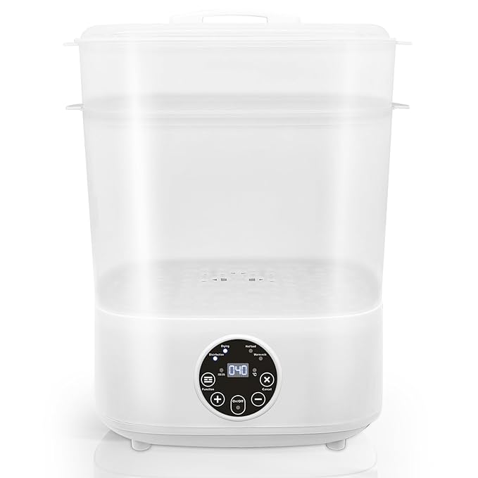 Fisca Baby Bottle Steri-lizer, 5-in-1 Large Capacity Bottle Steri-lizer and Dryer, 2 Layers Compact Electric Steam Steri-lizer for Baby Bottles, Pacifiers, Pump Parts & Baby Essentials-Transparent