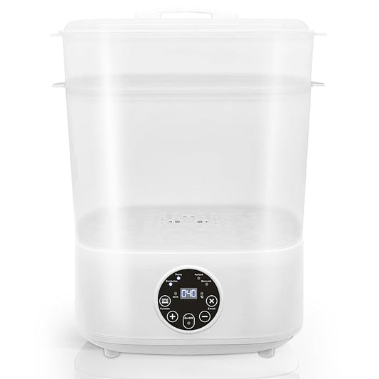 Fisca Baby Bottle Steri-lizer, 5-in-1 Large Capacity Bottle Steri-lizer and Dryer, 2 Layers Compact Electric Steam Steri-lizer for Baby Bottles, Pacifiers, Pump Parts & Baby Essentials-Transparent