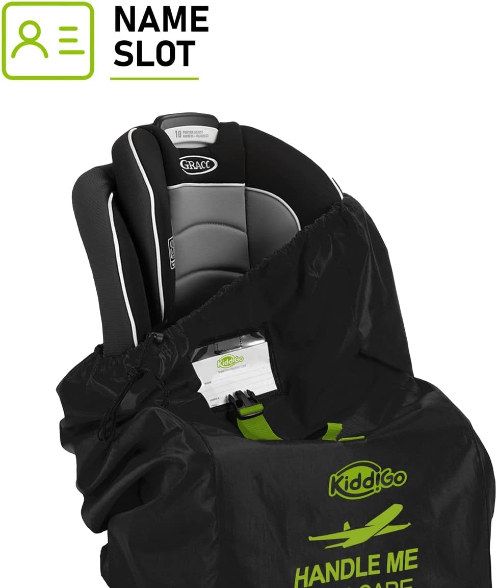 KiddiGo Car Seat Travel Bag for Airplane, Red, 33” H x 18” W x 18” D, Fits Most Standard Convertible, Booster & Infant Car Seats, Gate Check Universal Size Car Seat Cover, Easy Carry Design