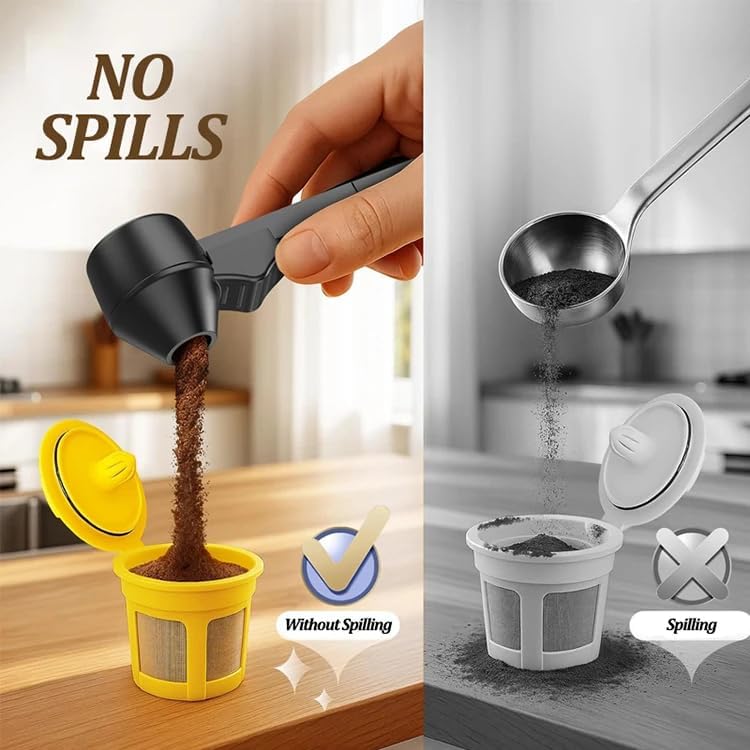 Coffee Scoop With Funnel, Precise Measuring For Ground Coffee, Protein/powder/hot Cocoa, Fits Reusablebaby Formula Dispensers & K Cups
