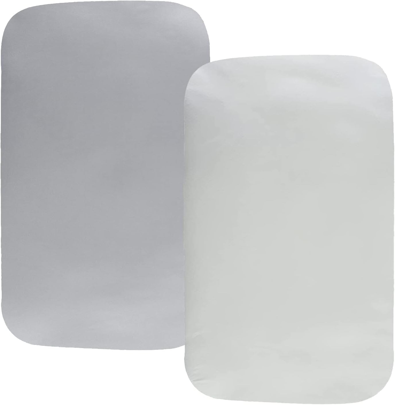 Satin Bassinet Sheet 2 Pack Ultra Soft Silk Compatible with Mika Micky Bedside Sleeper Fits Perfectly on 19 x 32 Inch Bed Side Sleeper Mattress Pad Protect for Baby Hair and Skin Grey White