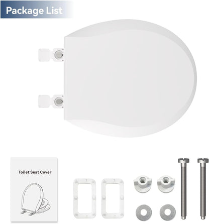 JINGZE Round Toddler Toilet Seat Adult/Child,Built-In Potty Training Seat, Soft Quiet Close Non-Slip Seat, Easy to Install & Clean,Magnetic Kids Seat and Cover,White