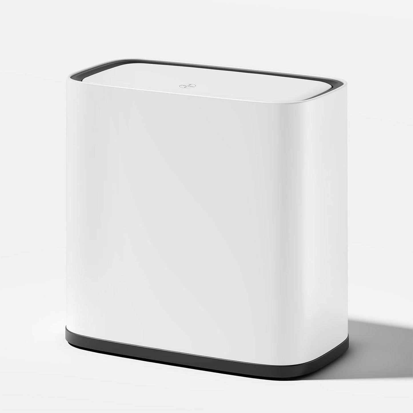 Small Bathroom Trash Can with Lid, 8L / 2.1 Gallon Narrow Garbage Bin with Wheels, Air-Press Bag Expander & Inner Bucket, Press Top Wastebasket for Bedroom, Office, Toilet, Odor Sealing Diaper Pail