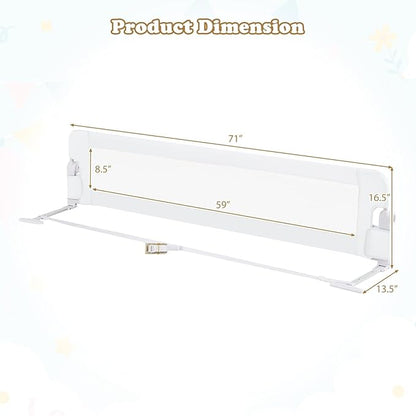 BABY JOY Bed Rails for Toddlers, Extra Long, Swing Down Safety Bed Guard for Convertible Crib, Folding Baby Bedrail for Kids Twin, Double, Full Size Queen & King Mattress (71", White)