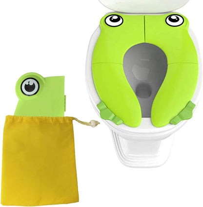 Toilet Potty Training Seat Cover, Travel Toilet Seat, Folding Non Slip Silicone Pads, Travel Portable Reusable Kids Toddlers Boys Girls, Carry Bag (Yellow - Duck)