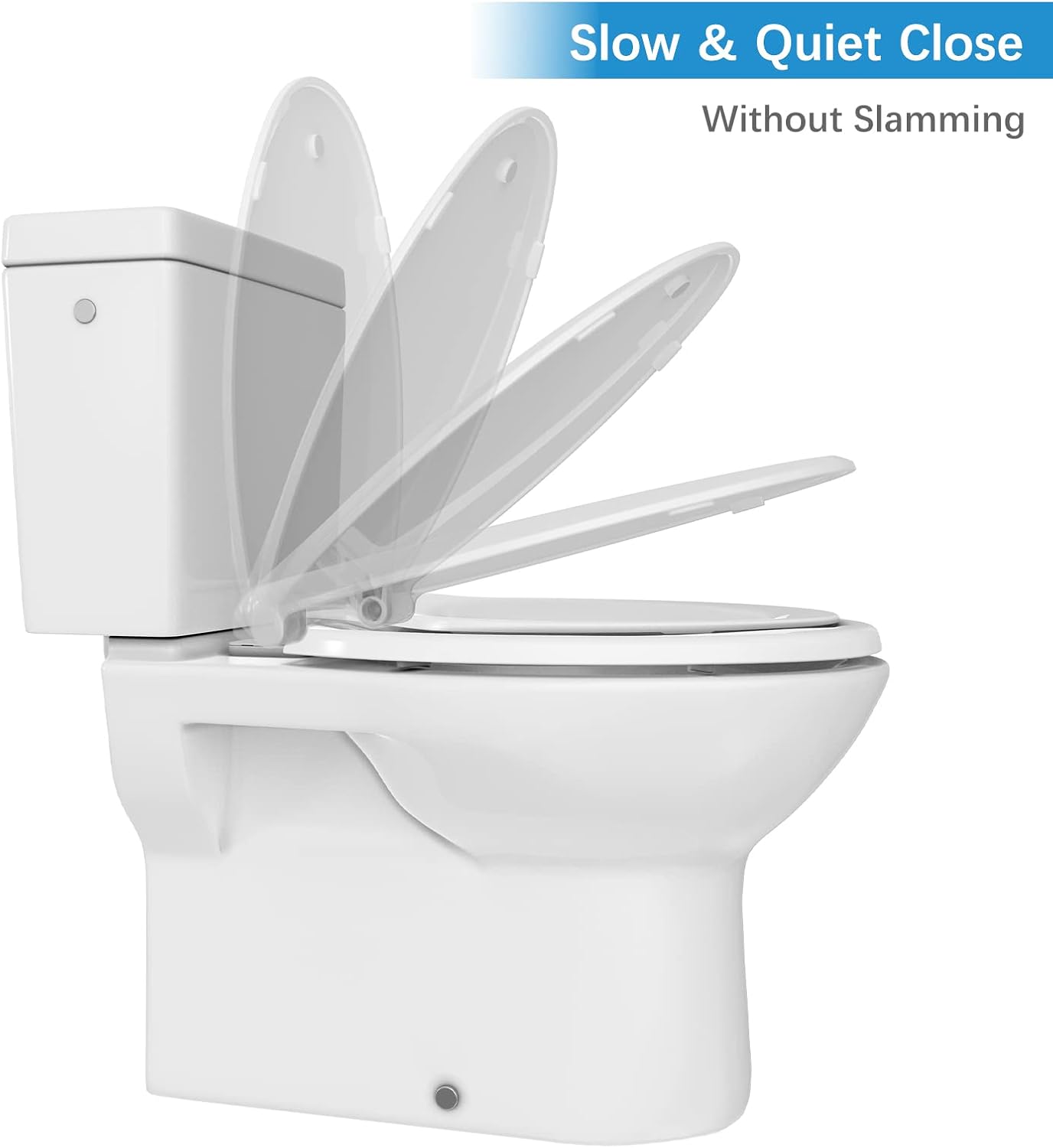 17" White Round Toilet Seat for Adult and Child, Built-In Potty Training Seat with Soft Quiet Close Non-Slip Design, Magnetic Kids Seat and Cover for Round/Oval Toilets, Easy to Install and Clean