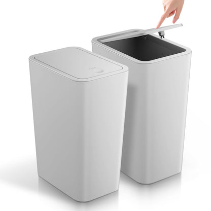 TIPGO Bathroom Trash Can with Lid, 4 Gallon / 15 Liter Small Garbage Can, Press Top Bin, Plastic Wastebasket with Pop-Up Lid for Bedroom, Living Room, Office (Black)