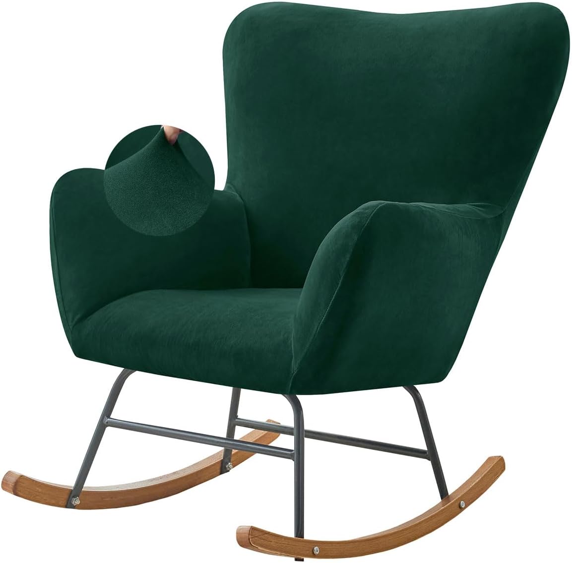 Levoberg Nursery Rocking Chair Cover Velvet Rocker Glider Chairs Cover Slipcovers Stretch Rocking Accent Chair Cover Recliner Armchair Slipcover for Nursery Living Room Bedroom Office Camel