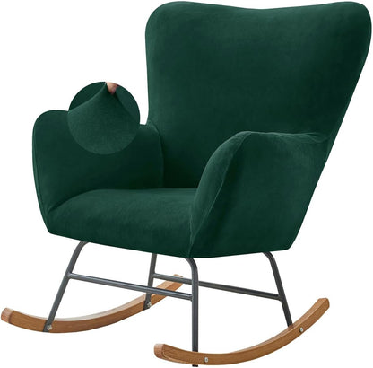 Levoberg Nursery Rocking Chair Cover Velvet Rocker Glider Chairs Cover Slipcovers Stretch Rocking Accent Chair Cover Recliner Armchair Slipcover for Nursery Living Room Bedroom Office Camel