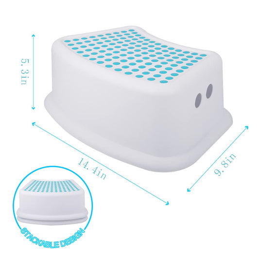 Step Stool for Kids (2 Pack), Toddlers Stool for Potty Training, Bathroom, Kitchen, Bedroom, Toy Room and Living Room. Toilet Stools with Soft Anti-Slip Grips for Safety, Stackable (Grey)
