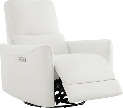 CHITA Power Recliner Chair Swivel Glider, FSC Certified Upholstered Living Room Nursery Reclining Sofa Chair with Lumbar Support, Linen