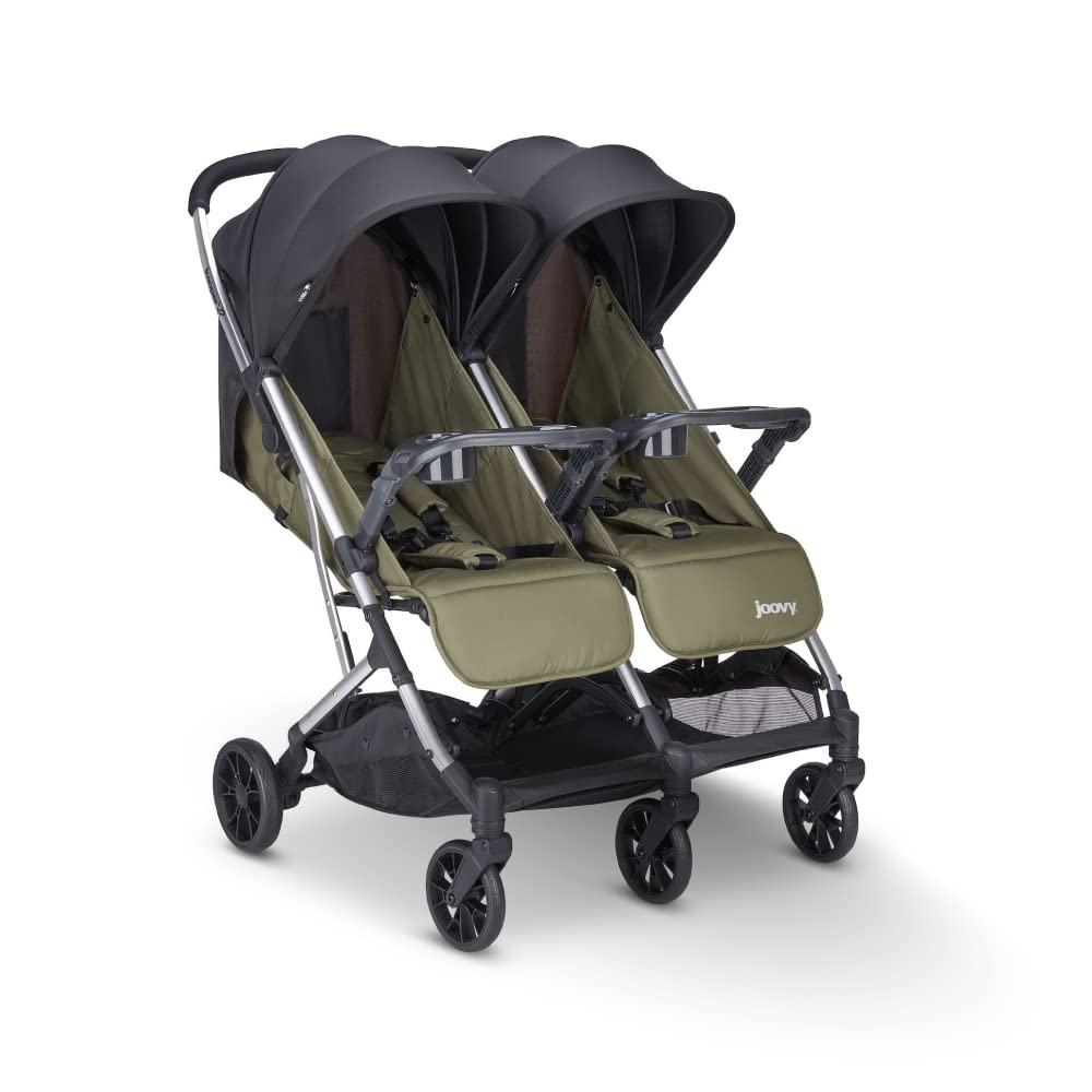 Joovy Kooper X2 Double Stroller, Lightweight Travel Stroller, Compact Fold with Tray, Black