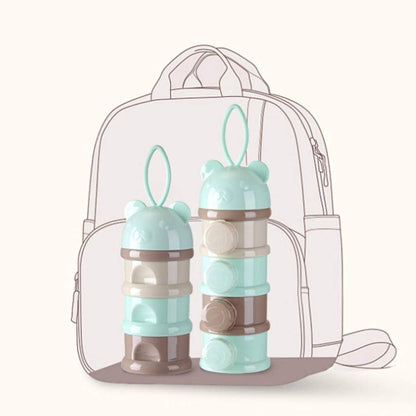 Formula Dispenser: 4 Compartments Stackable Formula Container for Travel - Portable Baby Milk Powder & Snack Storage Box, Light Green Leak Proof