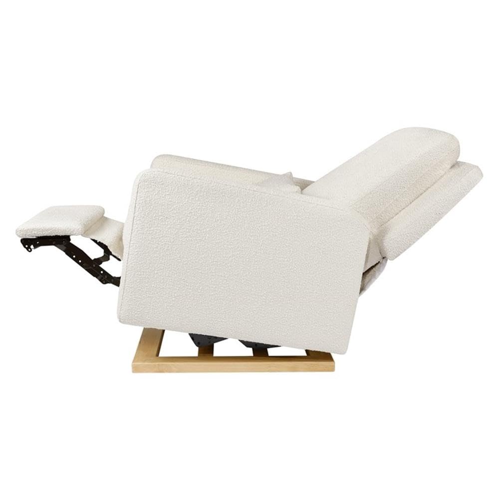 Babyletto Sigi Electronic Power Recliner & Swivel Glider with USB Port in Performance Beach Eco-Weave with Light Wood Base, Water Repellent & Stain Resistant, Greenguard Gold and CertiPUR-US Certified