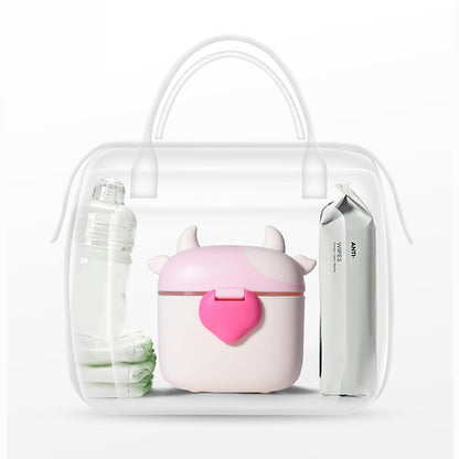 Bebamour Baby Formula Dispenser, BPA Free Portable Milk Powder and Candy Fruit Snack Storage Container with Scoop and Leveller for Travel, 450 ML, Green Cow