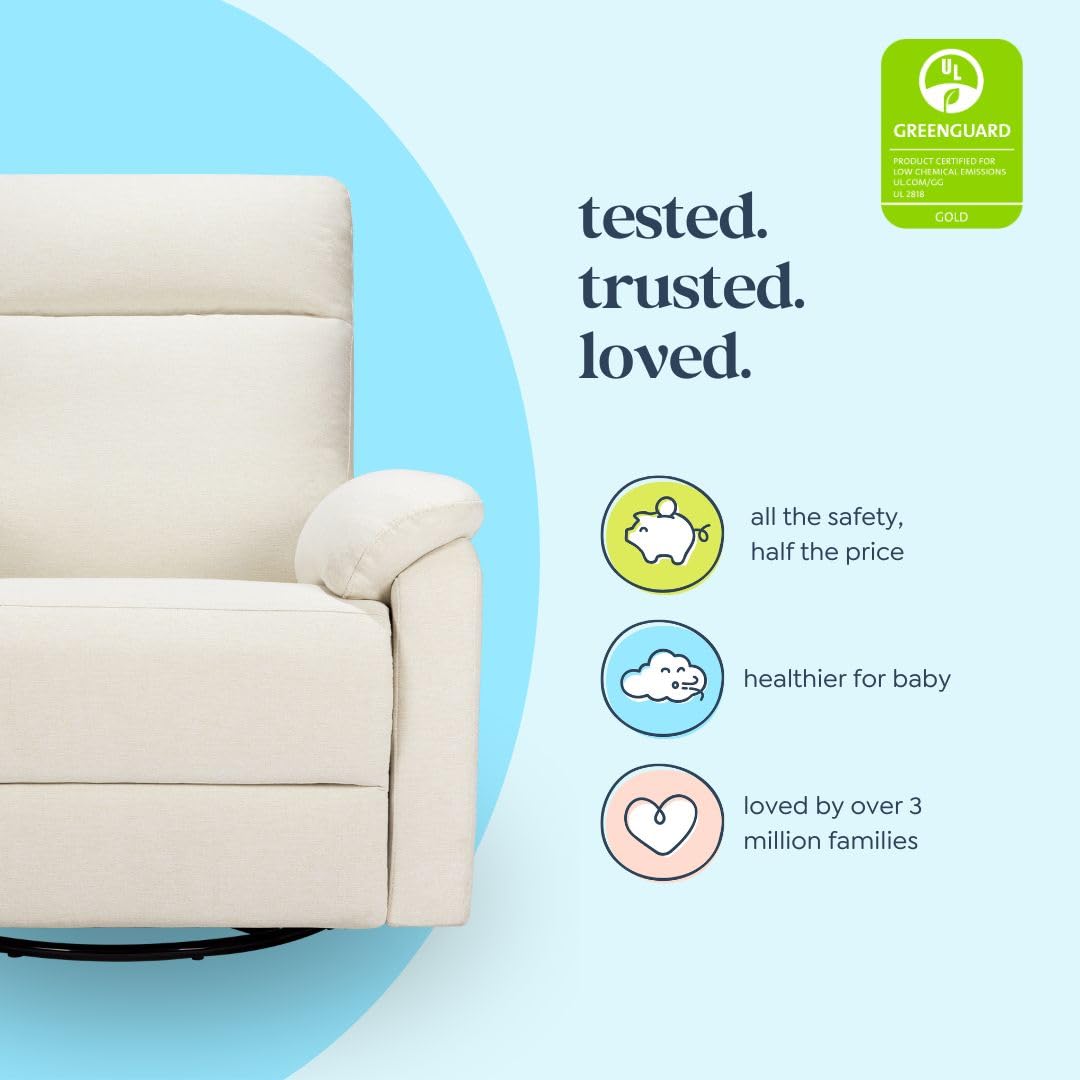 Davinci Suzy Glider Recliner Nursery Chair - Glider Rocking Chair for Nursery and Living Room - GREENGUARD Gold, FSC & Certi-PUR US Certified - 360° Swivel Rocker Recliner Chair (Cozy Cream Boucle)