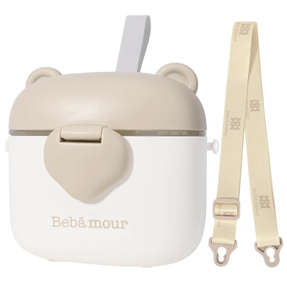 Bebamour Baby Formula Dispenser, BPA Free Portable Milk Powder and Candy Fruit Snack Storage Container with Scoop and Leveller for Travel, 450 ML, Green Cow