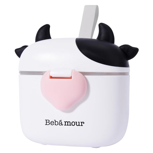 Bebamour Baby Formula Dispenser, BPA Free Portable Milk Powder and Candy Fruit Snack Storage Container with Scoop and Leveller for Travel, 450 ML, Green Cow