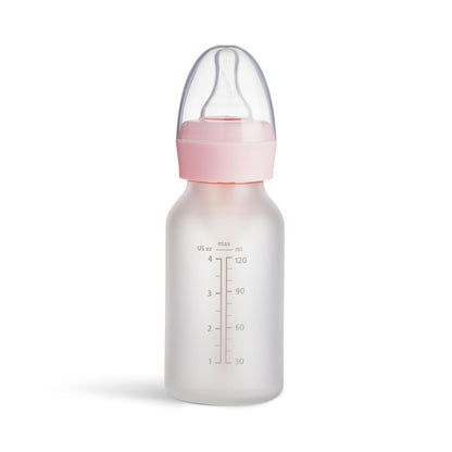 Munchkin Bond Silicone Coated Glass Baby Bottles - Anti-Colic Feeding System with Natural Feel Nipples, 4 Ounce, 2 Pack, White