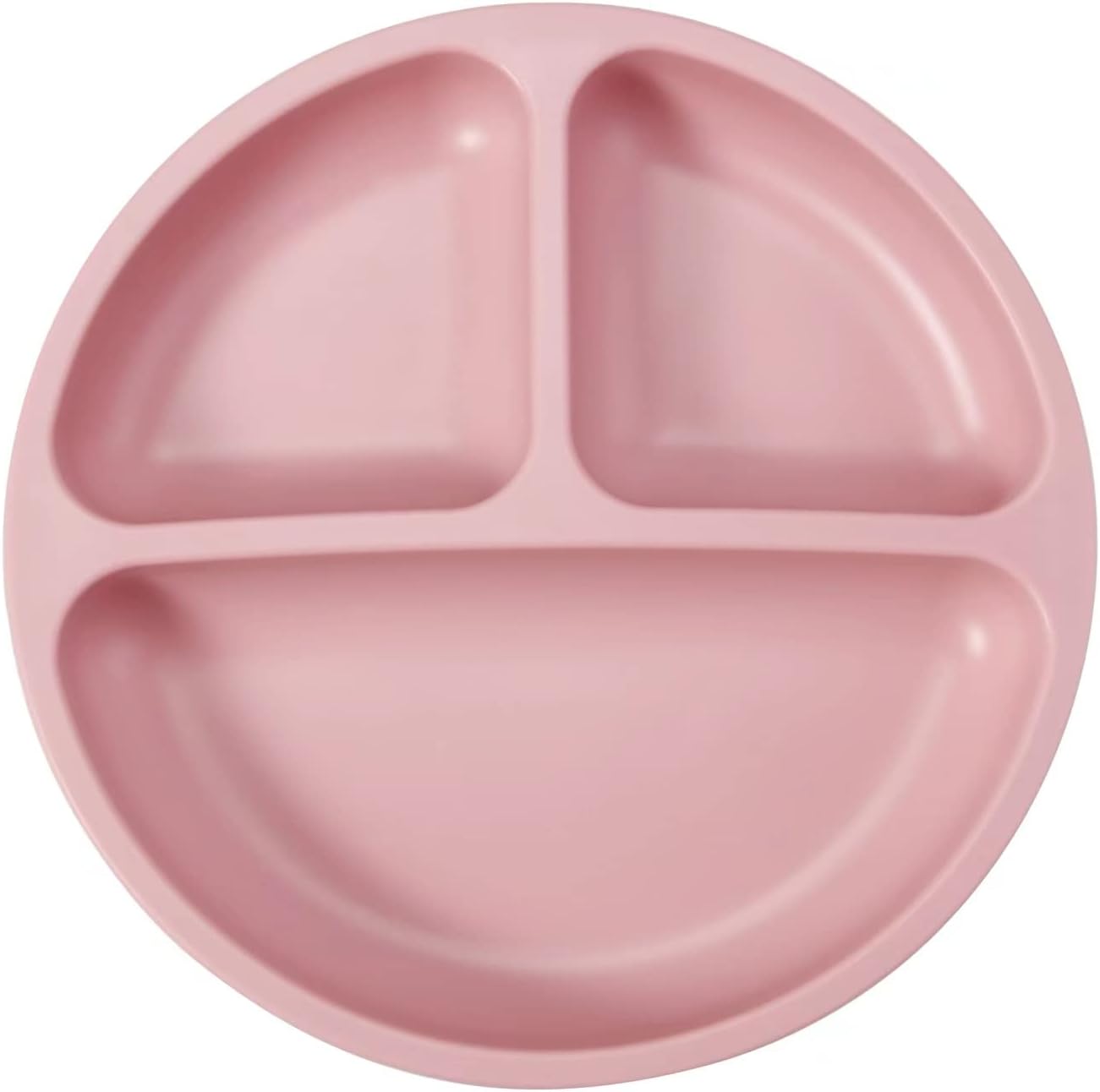 PandaEar 3 Pack Divided Unbreakable Silicone Baby and Toddler Plates - Non-Slip - Microwave Safe - Silicone (Pink Green Light Tan)