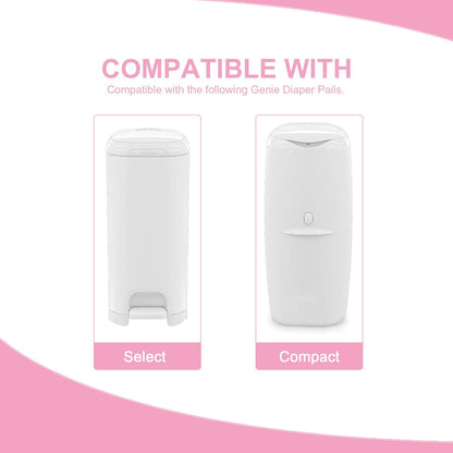 Square Starter Refills Disposal Bags Refill Compatible with Genie Diaper Compact,Select Pails (Not Fit Classic Version Pails), Hold Up to 165 Newborn-Sized Diapers Per Refill,6 Pack