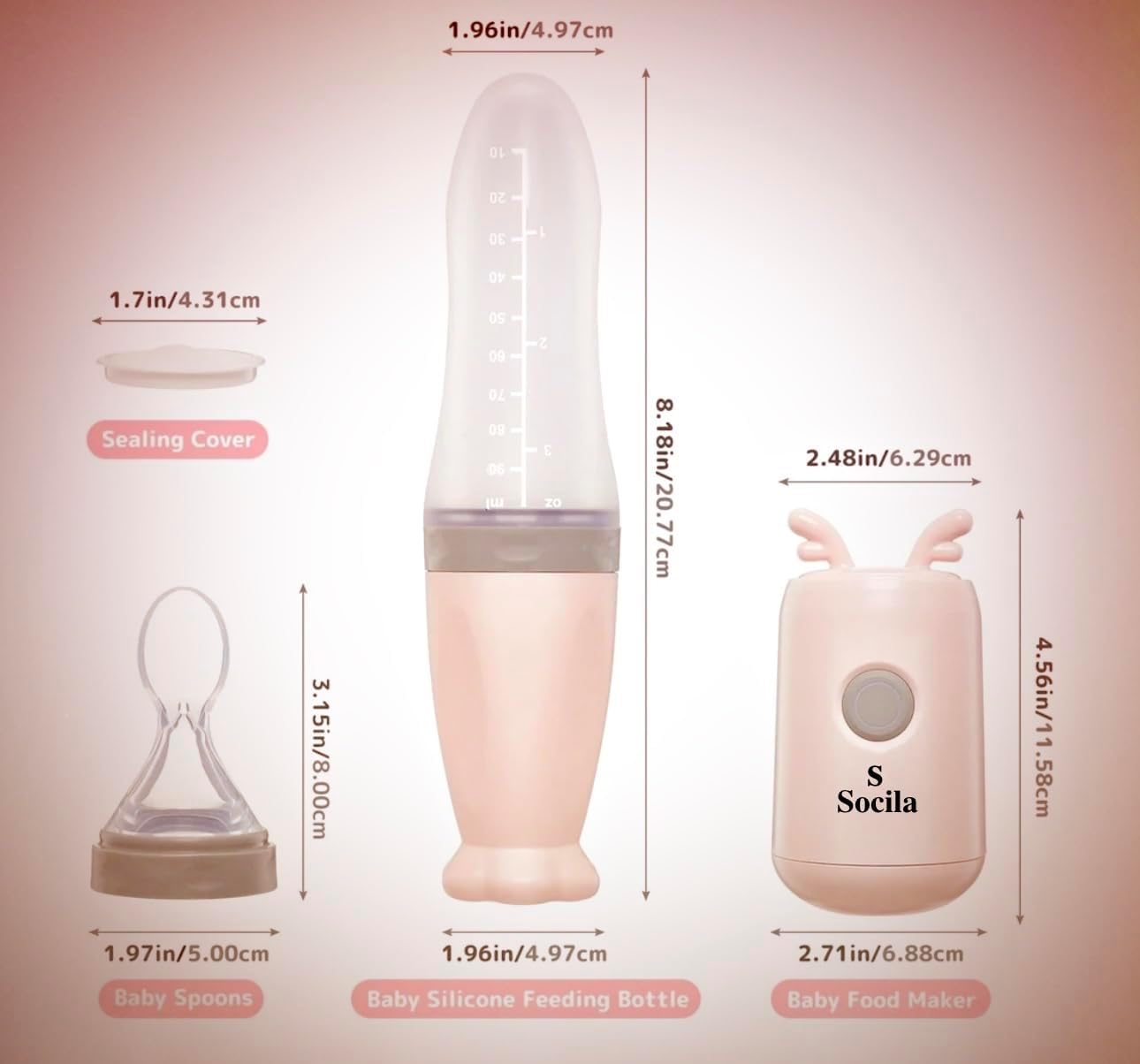 Socila Blender Baby Food Processor Mini Portable Blender With Silicone Feeding Bottle and Baby Spoons USB Quick Recharging