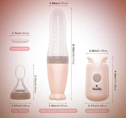 Socila Blender Baby Food Processor Mini Portable Blender With Silicone Feeding Bottle and Baby Spoons USB Quick Recharging