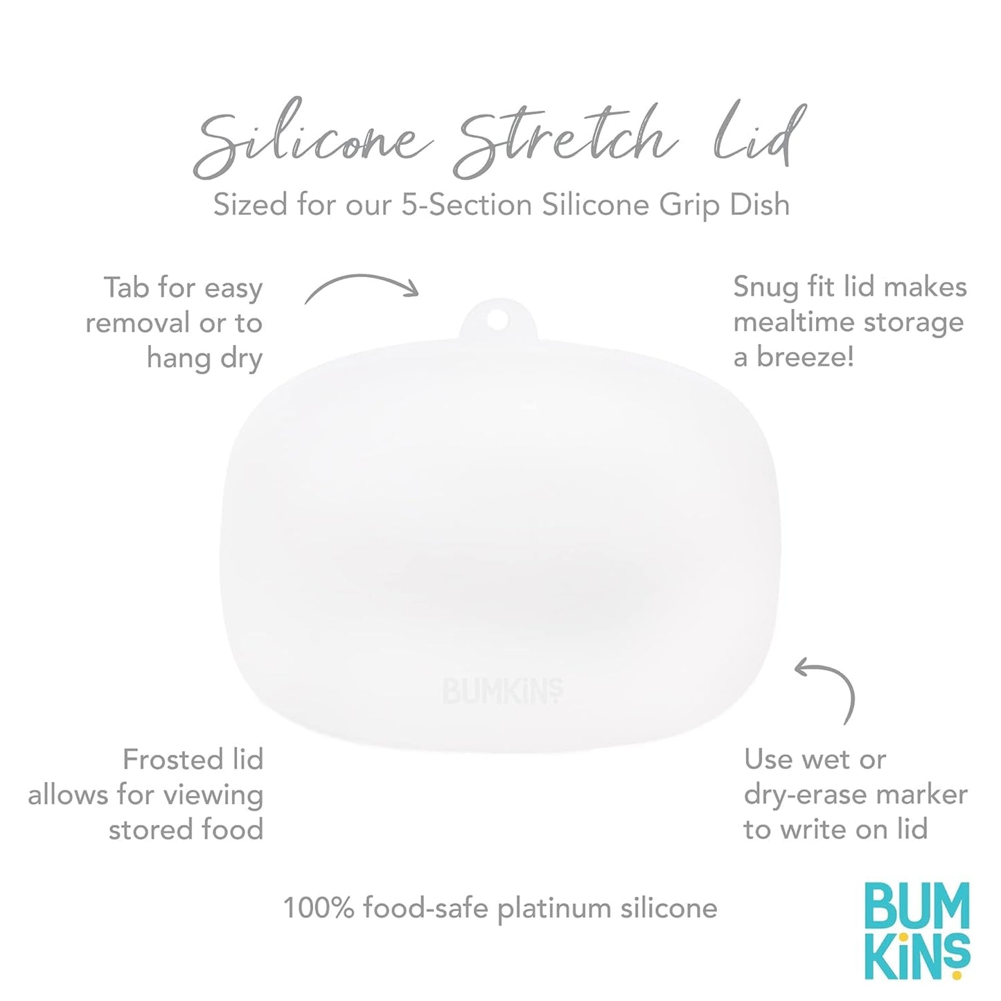 Bumkins Toddler and Baby Suction Plate, Divided Grip Dish for Babies and Kids, Baby Led Weaning, Feeding Supplies, Sticks to Tables and Highchairs, Platinum Silicone, for Chidren 6 Months, Gray