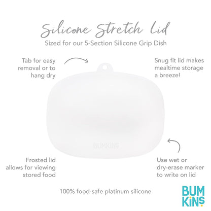 Bumkins Toddler and Baby Suction Plate, Divided Grip Dish for Babies and Kids, Baby Led Weaning, Feeding Supplies, Sticks to Tables and Highchairs, Platinum Silicone, for Chidren 6 Months, Gray