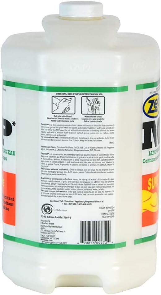 Zep MVP Waterless Hand Cleaner and Zep D-4000 Hand Soap Dispenser - 1 Gal (Case of 4) - 323024 - Super Strength Formula Leaves Hands Feeling