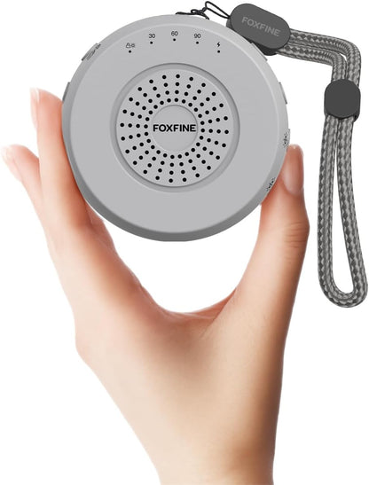 FOXFINE Portable Sound Machine, Travel White Noise Machine with 36 Soothing Sounds, Focus Light & Headphone Jack, Timer & Memory for Sleeping, Baby, Adults, Black