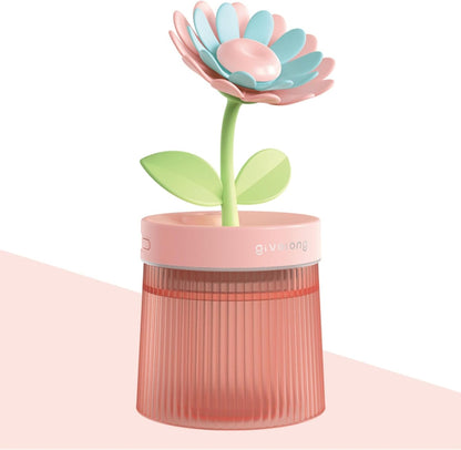 Cute Mini Humidifier 320mL Cool Mist Humidifie mute with 2 Mist Modes,for Home/Nursery/Office,Portable Mini Air Moisturizer,rechargeable mini humidifier(Gardenia pink)