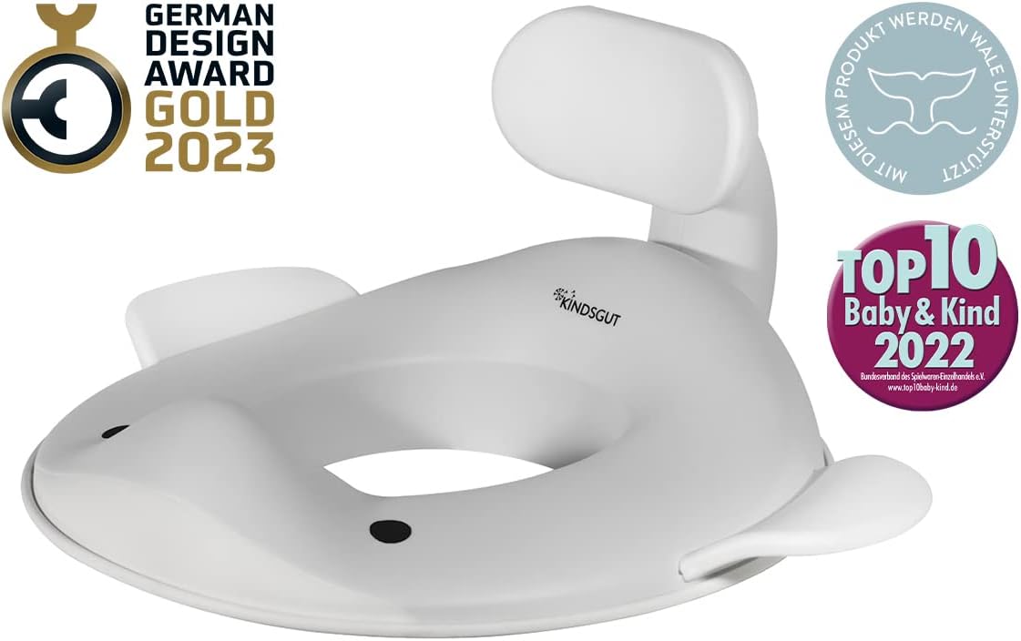 Kindsgut Whale Potty Training Seat for Toddlers – Kids Toilet Seat with Backrest, Non-Slip, Fits Round & Oval Toilet Seats, Designed in Germany, Peach