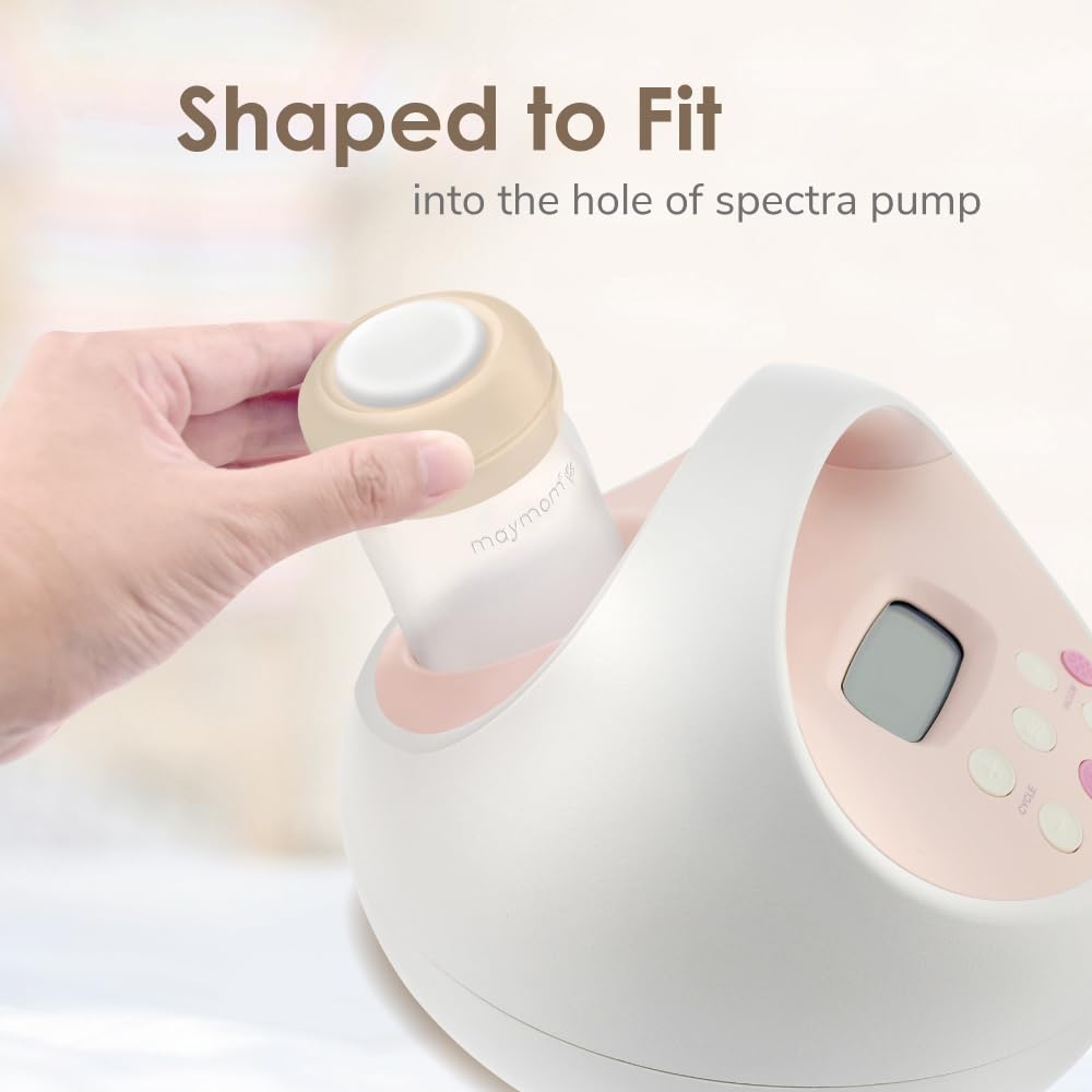 Maymom Wide-Mouth Milk Storage Feeding Collection Bottle with Nipple, Dome Cap, Bottle Top, SureSeal Sealing Disk; Compatible with Spectra Pump/Motif Luna; 5 pc (4.7Oz/140mL)
