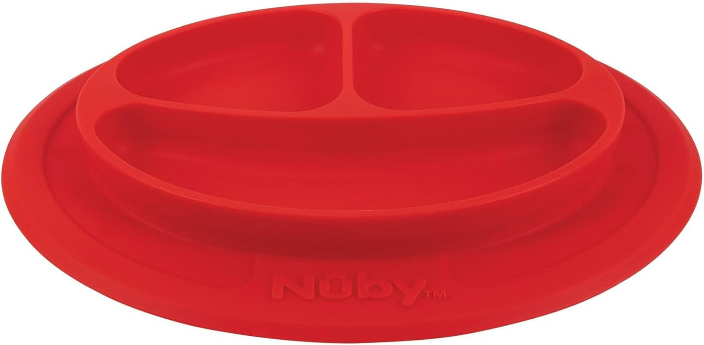 Nuby Sure Grip Miracle Mat 2-Section Toddler Plate - Suction Silicone Plate - 6+ Months - Aqua