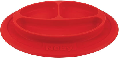 Nuby Sure Grip Miracle Mat 2-Section Toddler Plate - Suction Silicone Plate - 6+ Months - Aqua