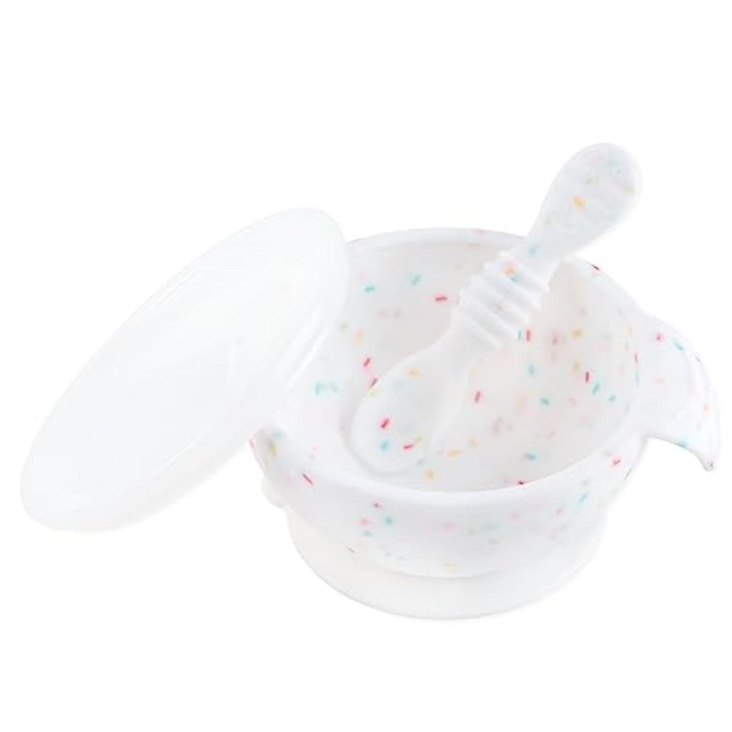Bumkins Baby Bowl, Silicone Feeding Set with Suction for Baby and Toddler, Includes Spoon and Lid, First Feeding Set, Training Essentials for Baby Led Weaning for Babies 4 Months Up, Sage