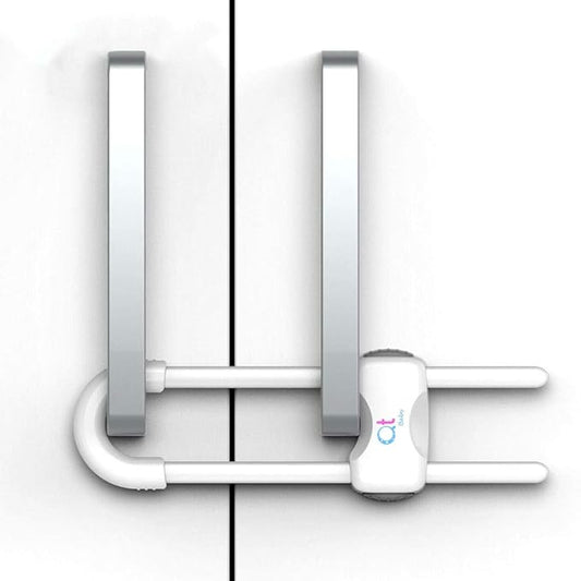 QT BABY - Pack of 12 - Baby Proofing Cabinet Locks Adjustable U Shaped Baby Safety Latches for Drawers, Fridge, Closet Modern Baby Proofing Cabinet Lock with Extra Secure Lock Buttons (White)