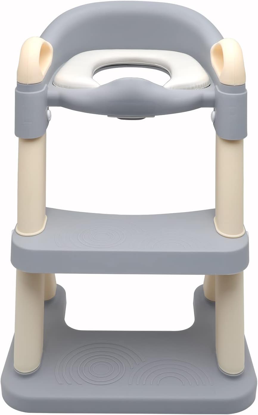 HTTMT- Giraffe Potty Training Toilet Ladder Seat With Upgraded Cushion Step Stool Ladder Toilet Chair/Toilet Trainer for Baby Toddler Kids Children In Pink [P/N: ET-BABY001-PINK STEP]