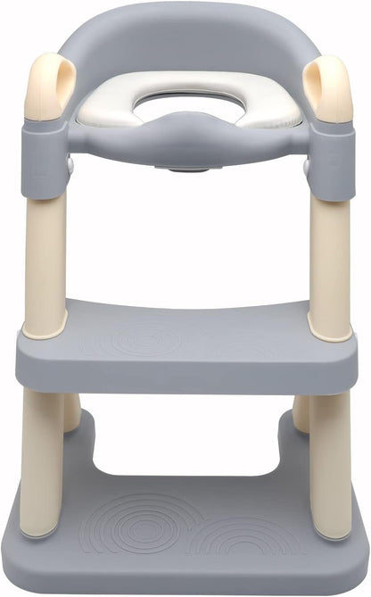 HTTMT- Giraffe Potty Training Toilet Ladder Seat With Upgraded Cushion Step Stool Ladder Toilet Chair/Toilet Trainer for Baby Toddler Kids Children In Pink [P/N: ET-BABY001-PINK STEP]