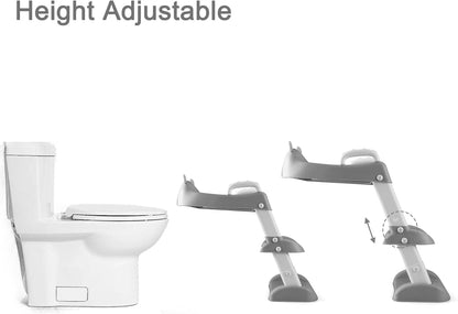 PandaEar Toilet Potty Training Seat with Step Stool Ladder, Comfortable Safe Potty Seat with Anti-Slip Pads Ladder for Kids Boys Girls Toddlers (Grey)