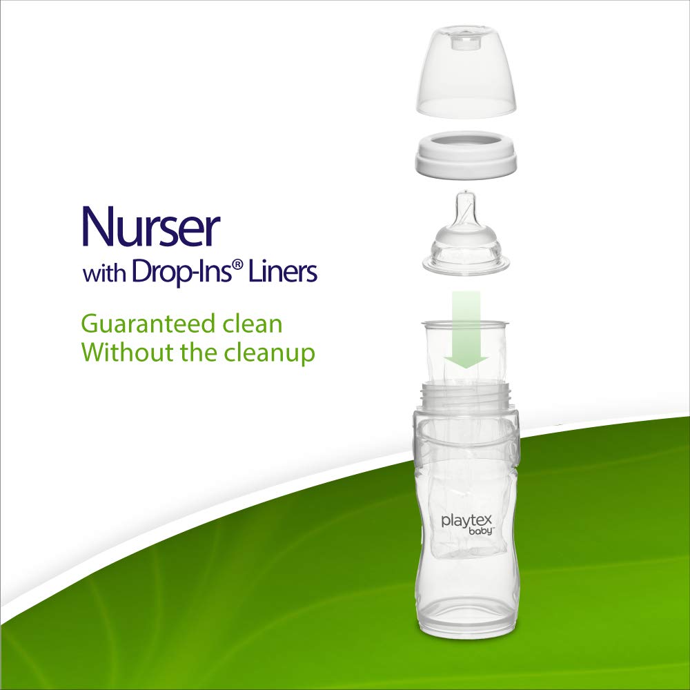 Playtex Baby Nurser Pre-Sterilized Disposable Bottle Liners, Closer to Breastfeeding, 4 oz, 100 Count