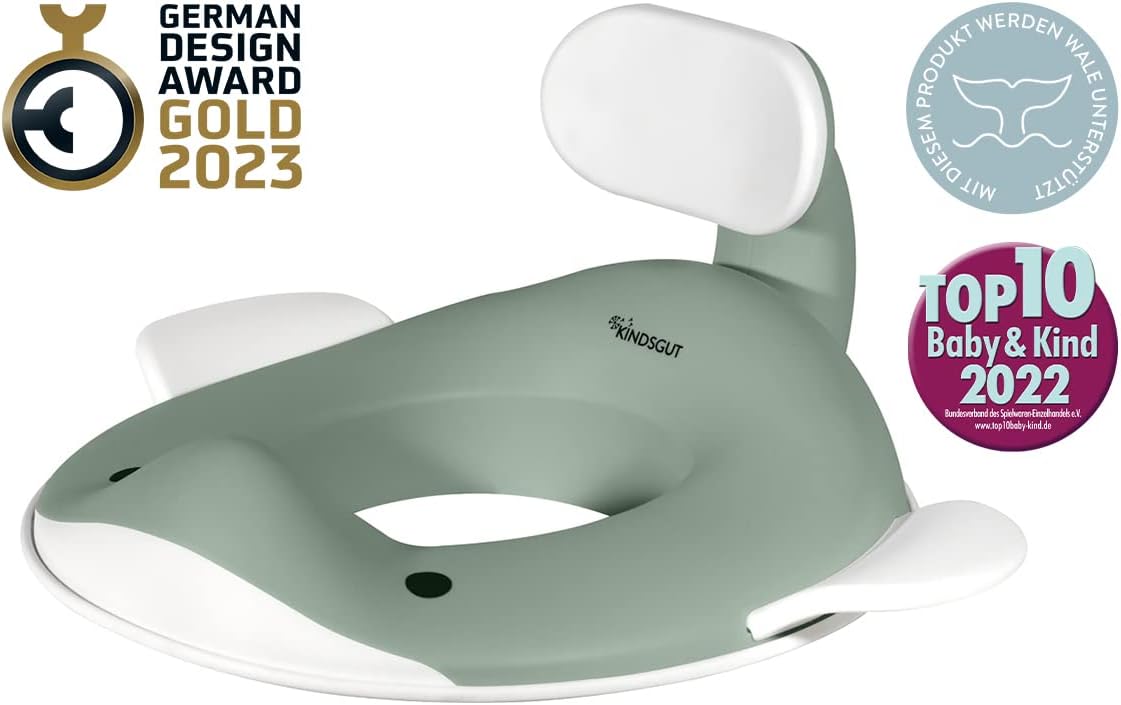 Kindsgut Whale Potty Training Seat for Toddlers – Kids Toilet Seat with Backrest, Non-Slip, Fits Round & Oval Toilet Seats, Designed in Germany, Peach