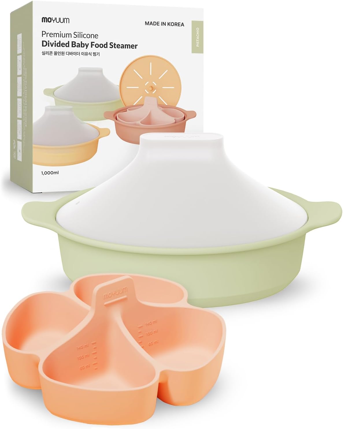 Moyuum Silicone Microwave Steamer | Made in Korea, Baby Food Maker Bowl with Lid, Egg and Vegetable Steam Cooker, Japanese Donabe Inspired Cooking Pot, Dishwasher Safe(Large, Violet)