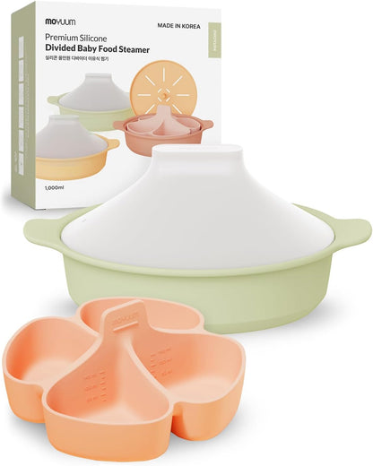 Moyuum Silicone Microwave Steamer | Made in Korea, Baby Food Maker Bowl with Lid, Egg and Vegetable Steam Cooker, Japanese Donabe Inspired Cooking Pot, Dishwasher Safe(Large, Violet)