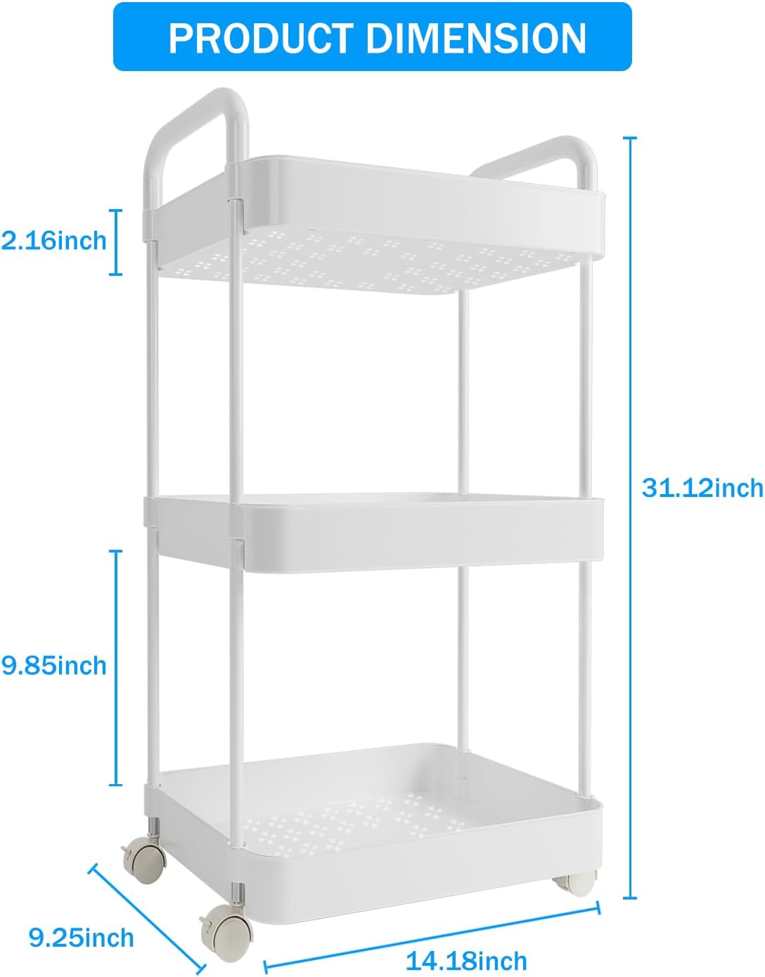 Volnamal Baby Diaper Caddy, Plastic Movable Cart for Newborn Nursery Essentials Diaper Storage Caddy Organizer for Changing Table & Crib, Easy to Assemble, Beige