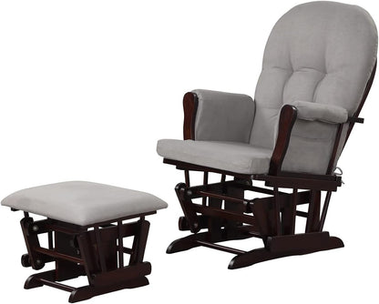 Angel Line Grayson Glider and Ottoman, Black w/Beige Cushion